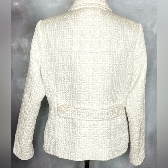 RARE Vintage 80's Weather Tamer Cream/Ivory Collar Zip up Quilted Jacket Belted - Picture 2 of 16
